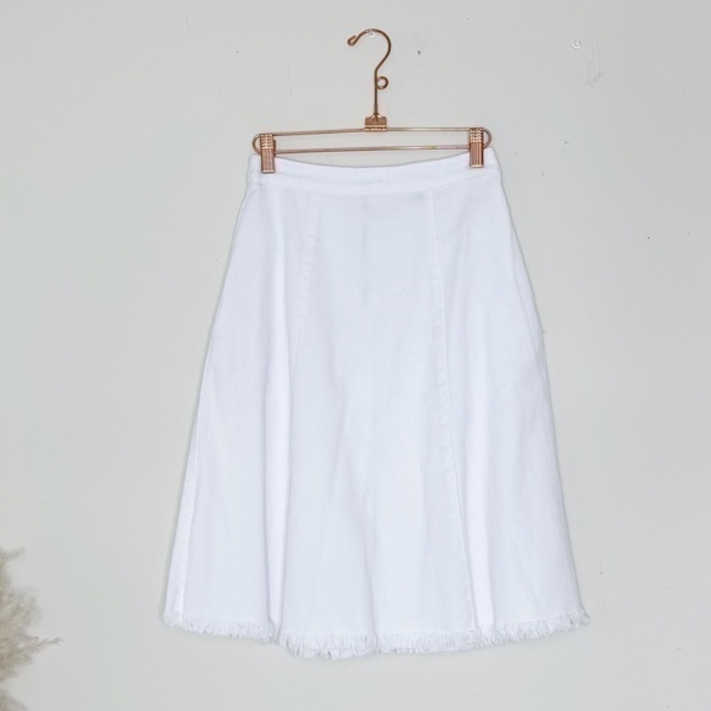 Forever 21 White fray hem denim skirt
